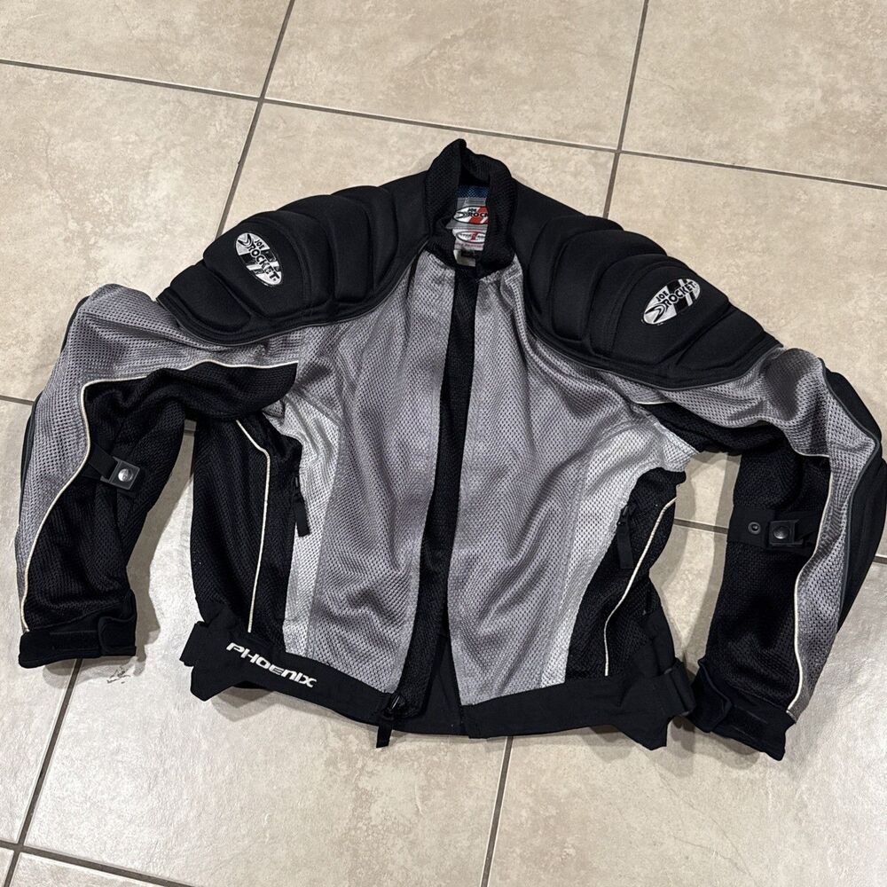 Joe Rocket Black And Gray Phoenix Motorcycle Padded Mesh Jacket Large